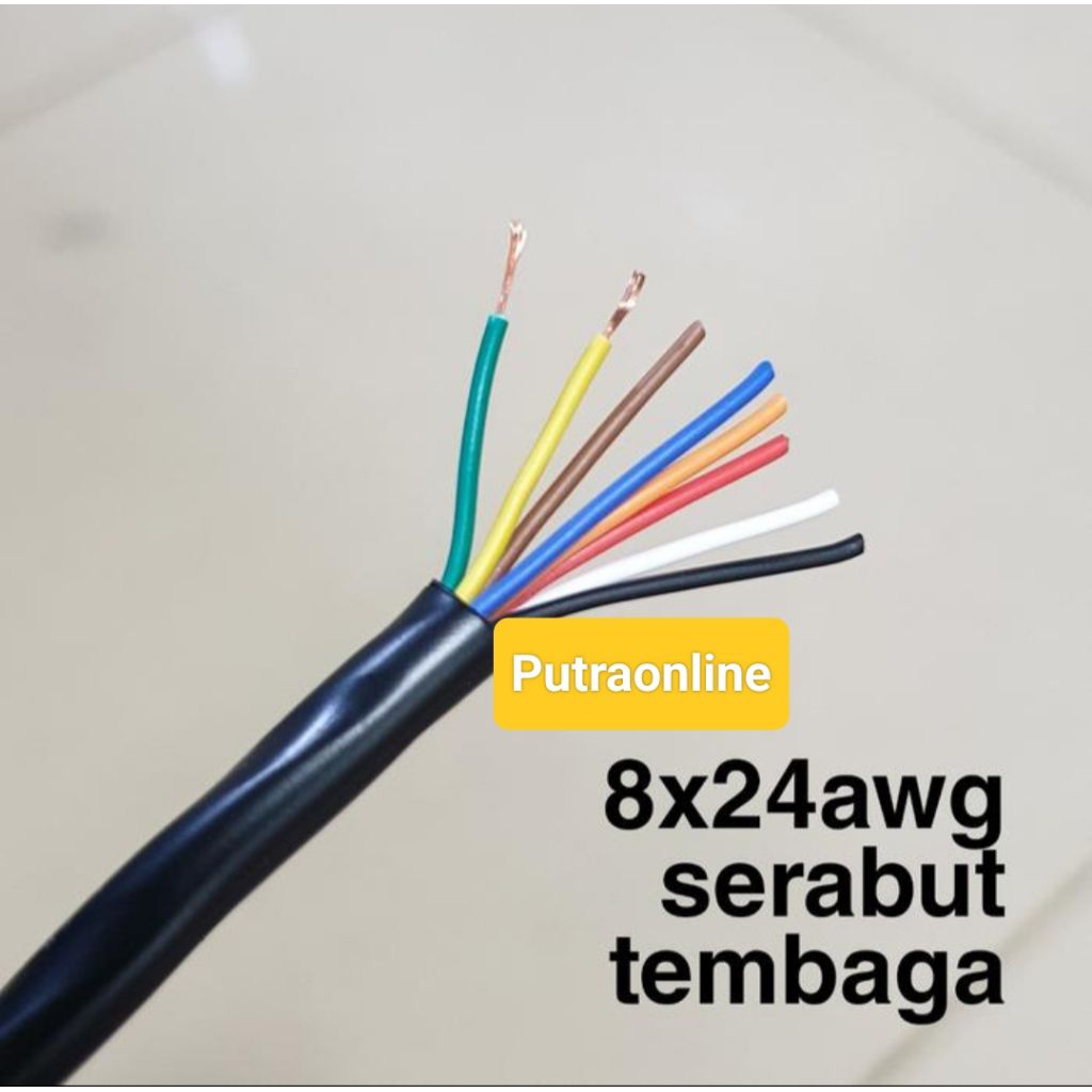 Kabel Awg24 8 jalur Panjang 1 meter / Kabel Awg 24 isi 8 Kabel Serabut Tembaga