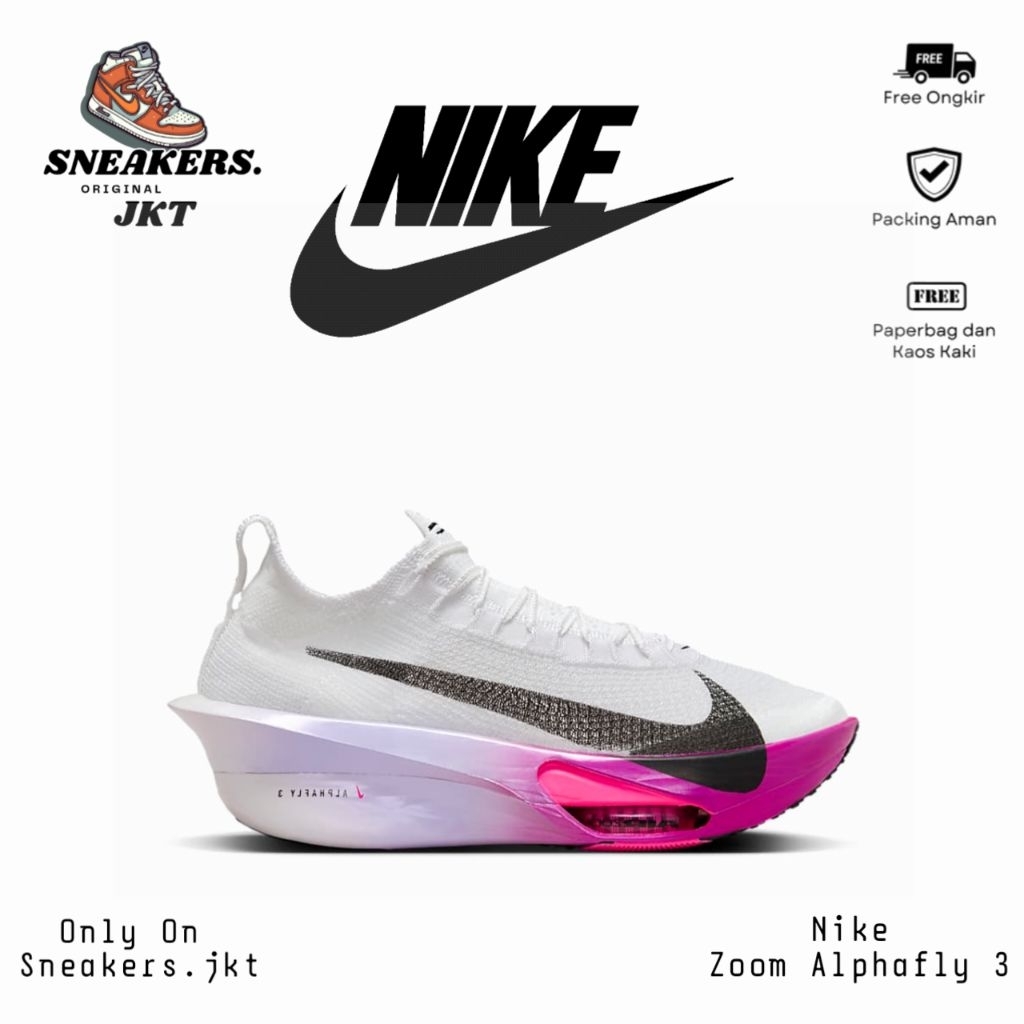 Sepatu Running Nike Zoom Alphafly 3 White/Purple Agate Original