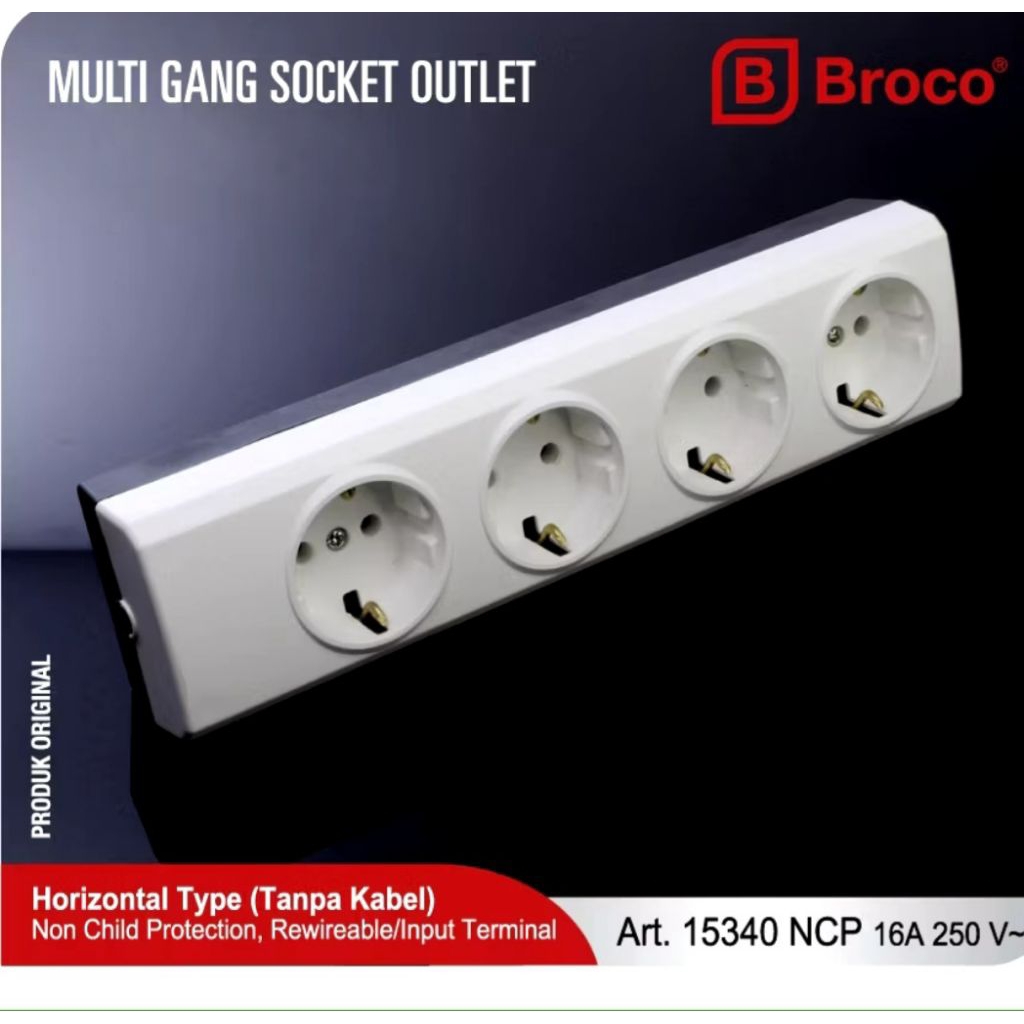 Stop Kontak BROCO 4 Lubang / Terminal Colokan 4 Lubang Broco