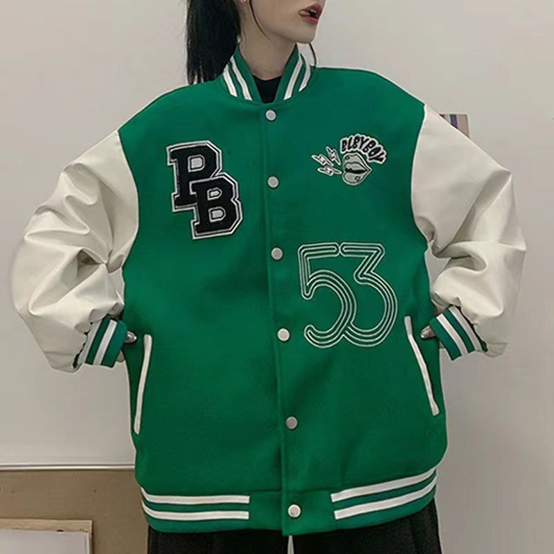 Outfit.Qu VARSITY PLAYBOY 53 Jumbo Bigsize Jaket Fleece Korean Style Wanita Pria Oversize Ulzzang St