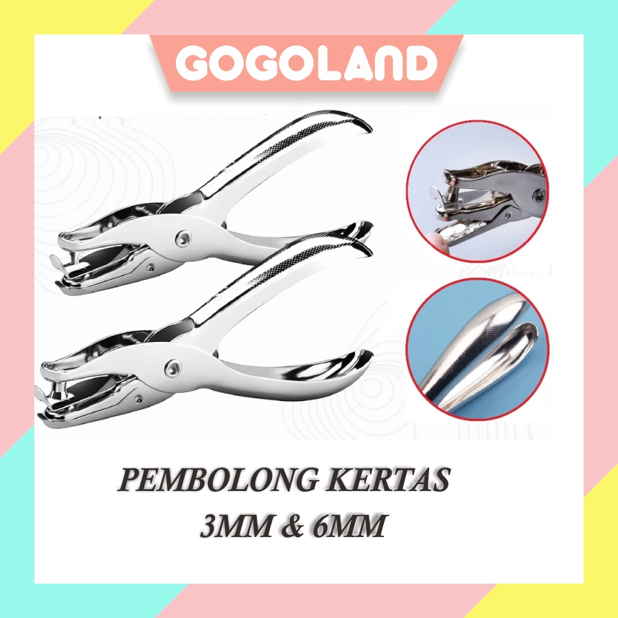 GOGOLAND Pembolong Kertas 1 Lubang / Perforator Single Hole / Pelubang Kertas 3MM 6MM  R1375