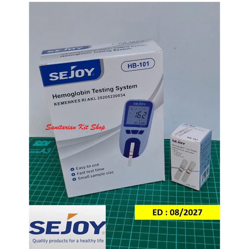 Hemoglobin Testing System SEJOY, Alat HB Meter Sejoy HB 101 dan 50 Test Stick Sejoy HS 101