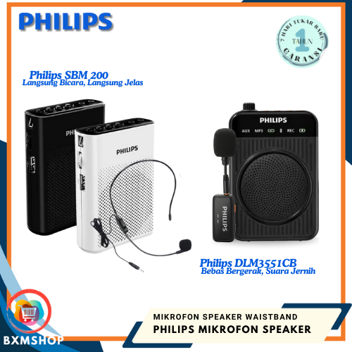 Philips DLM3551CB Wireless Mikrofon / Philips SBM200 Speaker Portabel Waistband Original Garansi