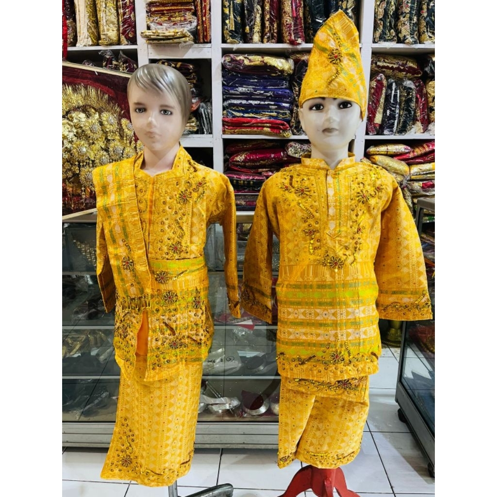 1 set baju melayu tk baju adat pakaian adat songket warna kuning