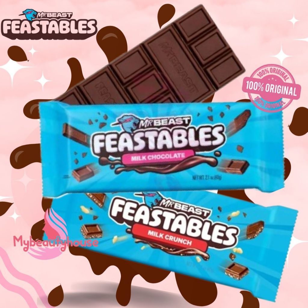 MrBeast Feastables Chocolate 100% Original 35g-60g | NEW VERSION Mr Beast Coklat