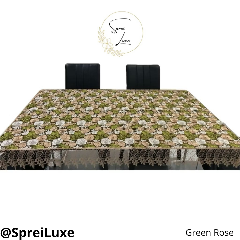 Taplak Meja Makan Renda Bordir | Taplak Meja Kain Segi Premium 4-6 Kursi / Taplak Meja Makan 4 Kursi