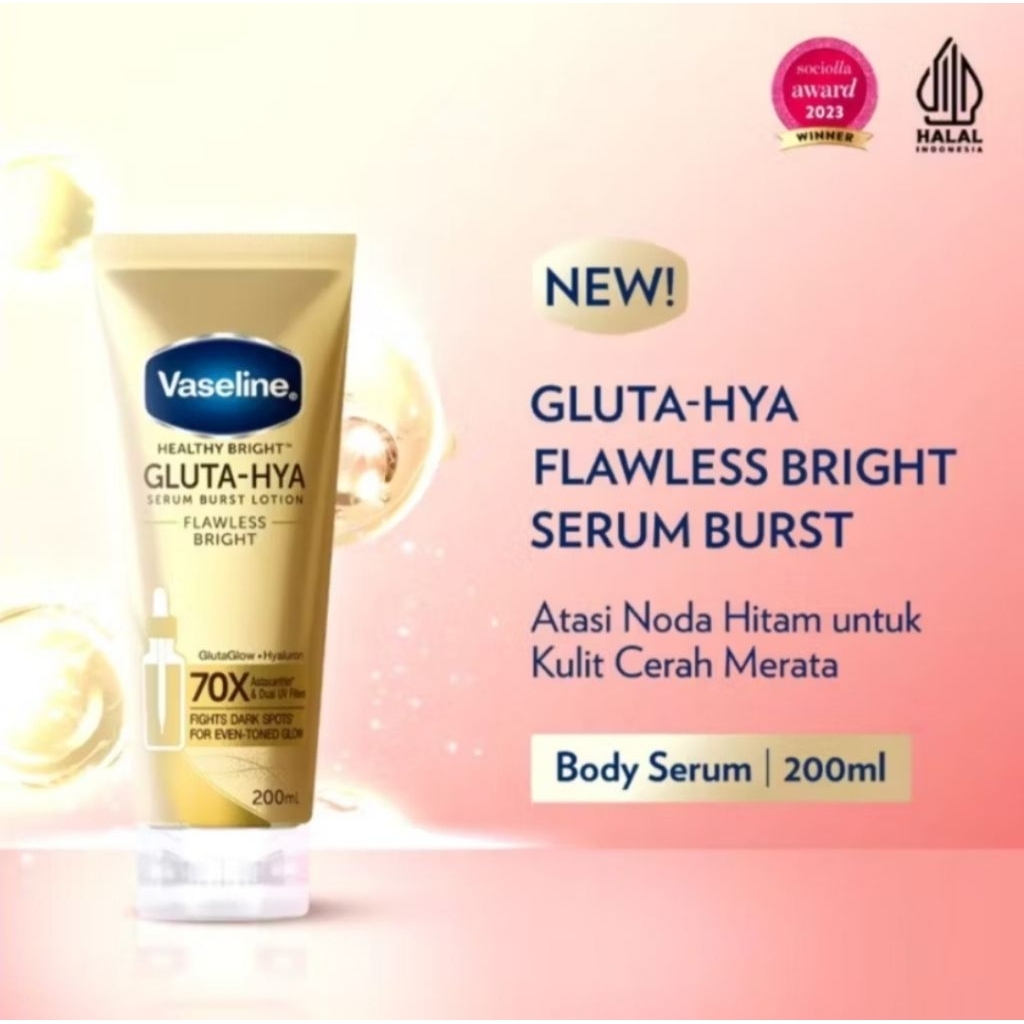 [ READY SIAP KIRIM ] VASELINE GLUTA HYA Vaseline gluta hya flowless bright 200ml
