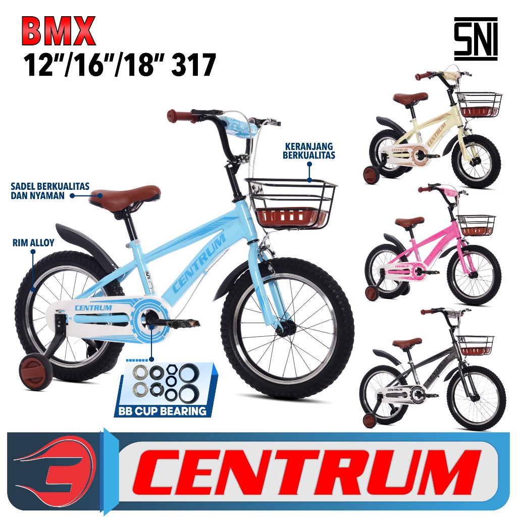 Centrum 317 Sepeda BMX Ukuran 12/16/18 Sepeda Anak Cewek Cowok Keranjang