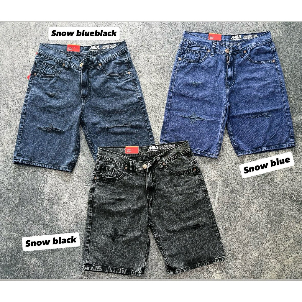 Celana Jeans Pendek Pria Sobek Snow