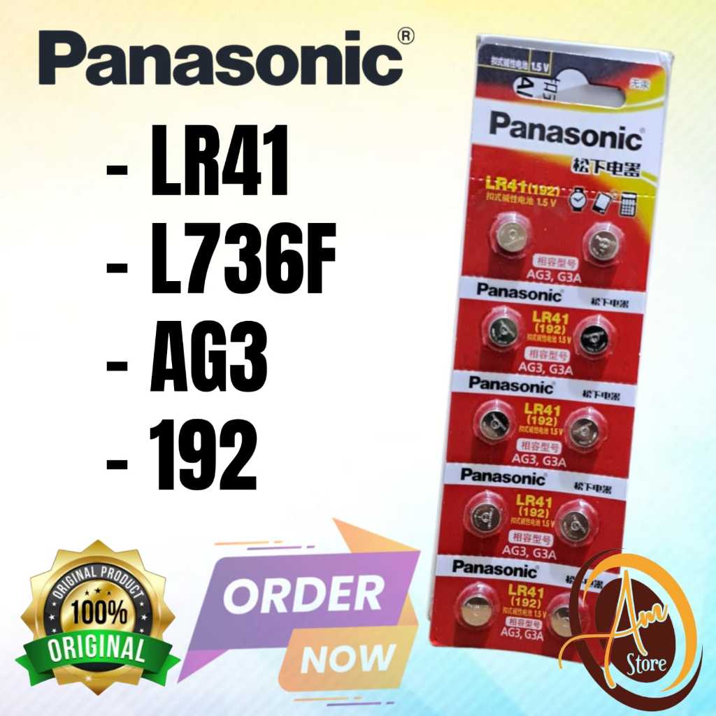 Baterai LR41 Panasonic Original Batre Termometer LR 41 AG3 LR736 192 Alkaline  Battery 1.5V