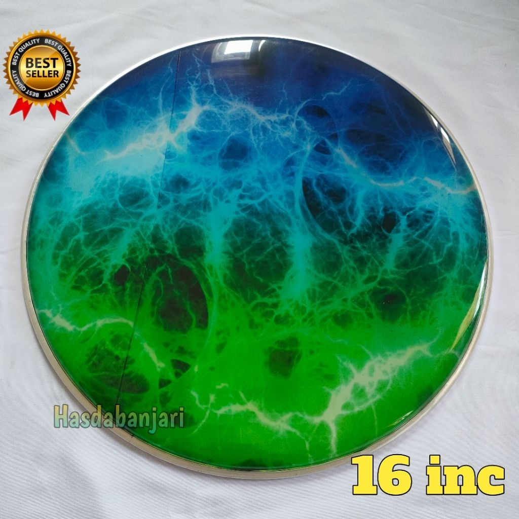 Mika bass Hadroh 16 inch motif Zeus pelangi diameter 40 cm