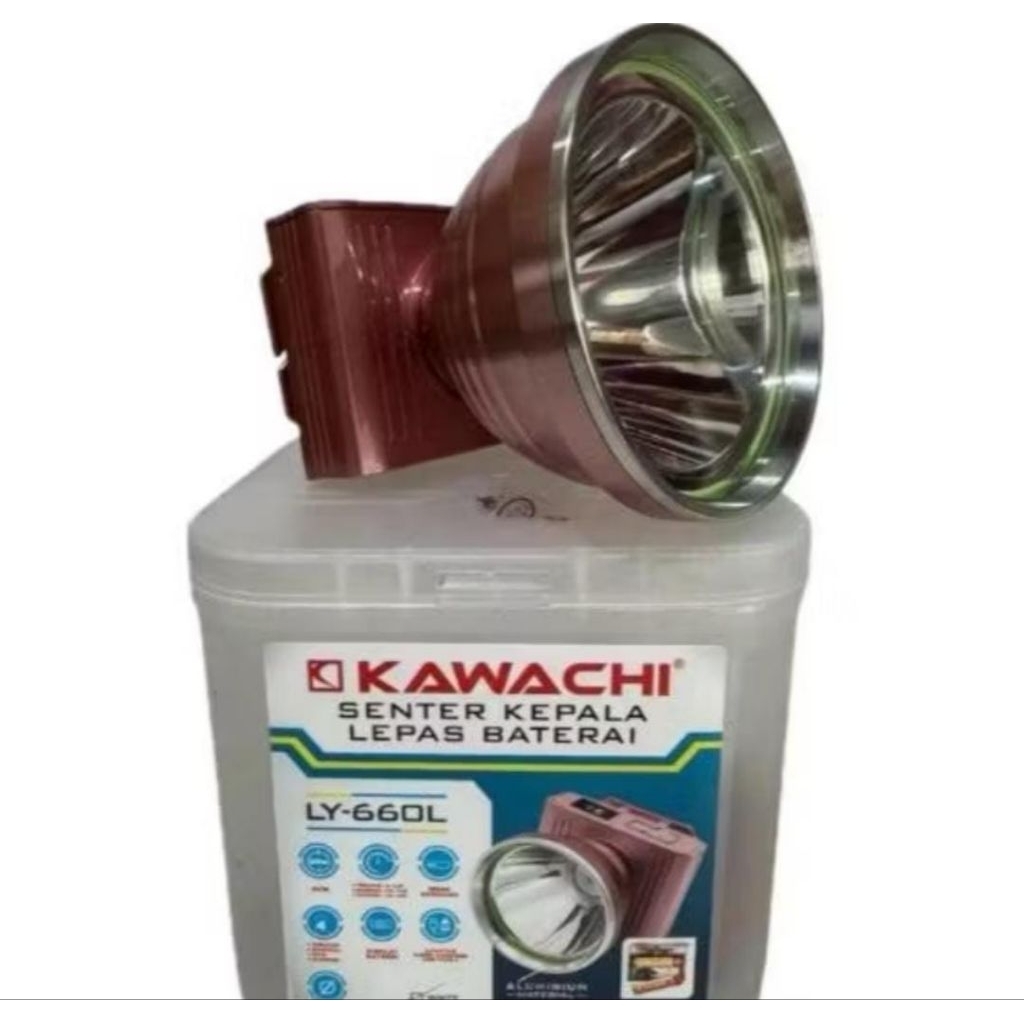 Senter Kepala LY 660L Putih/Kuning Kawachi Senter kepala lepas baterai hemat energi Headlamp lepas b