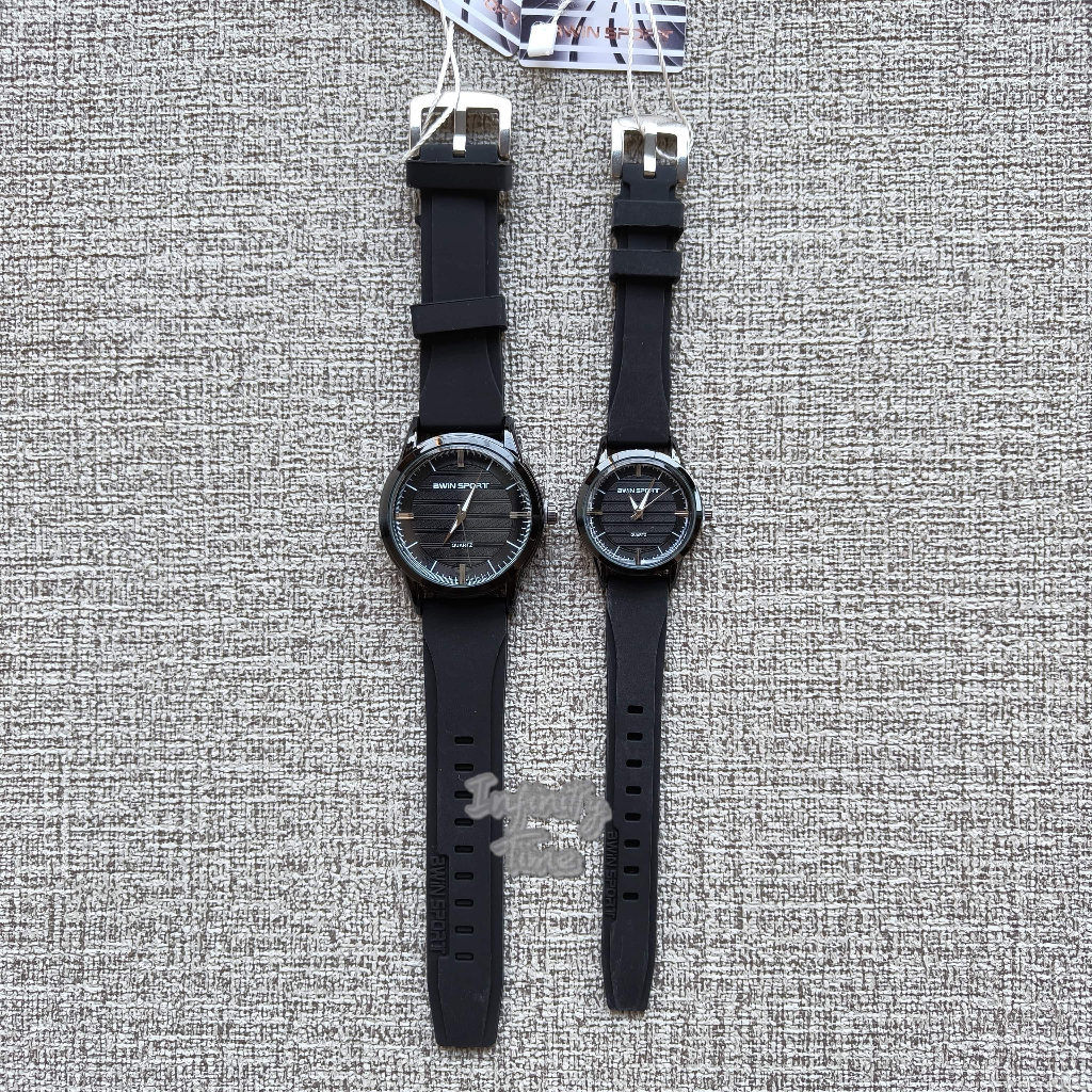 Jam Tangan Couple Bwin Sport Cowok Cewek Analog Strap Silicone Kualitas Original Untuk Motif Gambar 