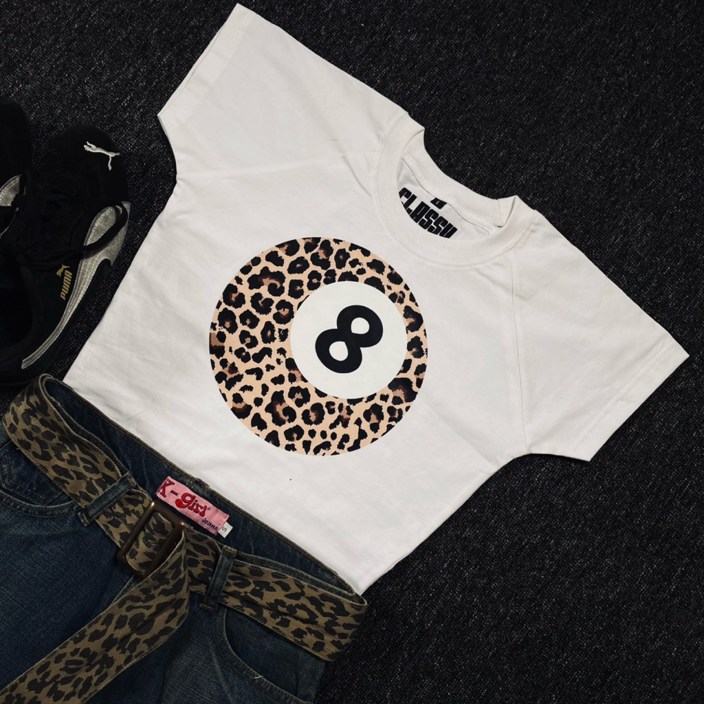 Crop Top Motif Leopard Print Number Series/Baby tee 8ball Leopard/Crop top/Leopard/Katun 24s