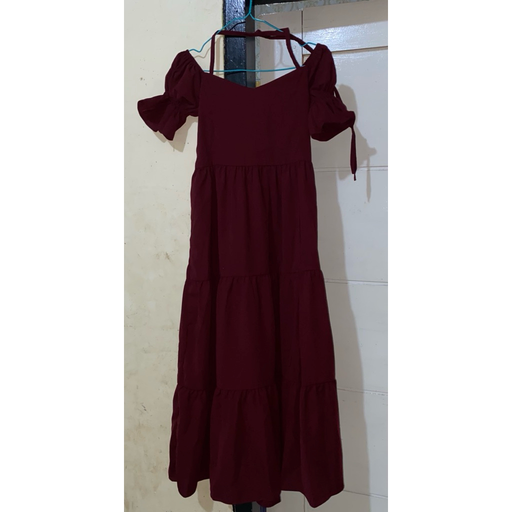 preloved dress wanita / baju wanita / dress maroon / dress pantai /