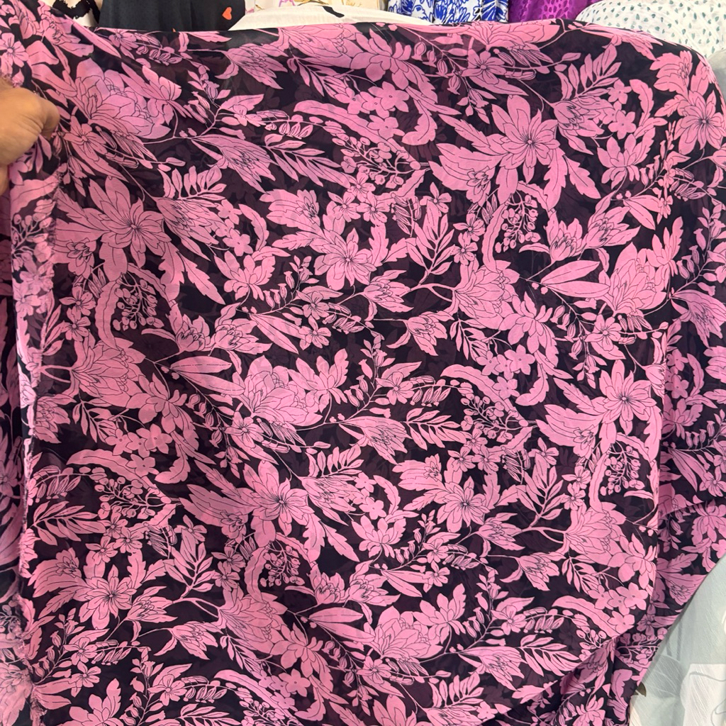 Kain Sifon Ceruty Motif Bunga Ping – Bahan Lembut Adem untuk Dress, Blouse & Busana Casual Elegan lq