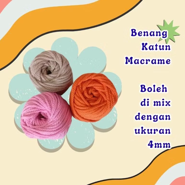 Jaydening (Kozhie) Tali Katun Ukuran 3Mm / Benang Katun Macrame / Tali Benang Macrame