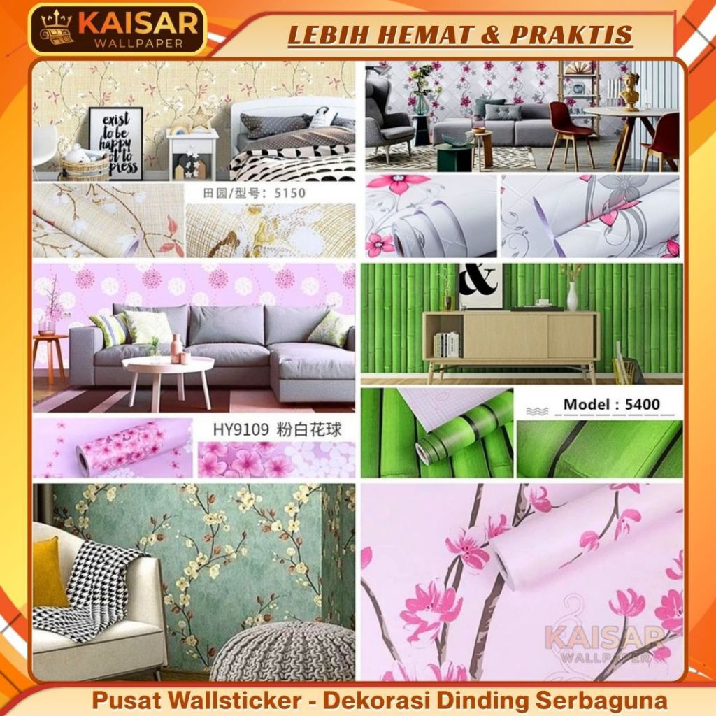 Wallpaper Stiker Dinding Bunga Sakura Dekorasi Dinding Floral Wallsticker Tempel Waterproof