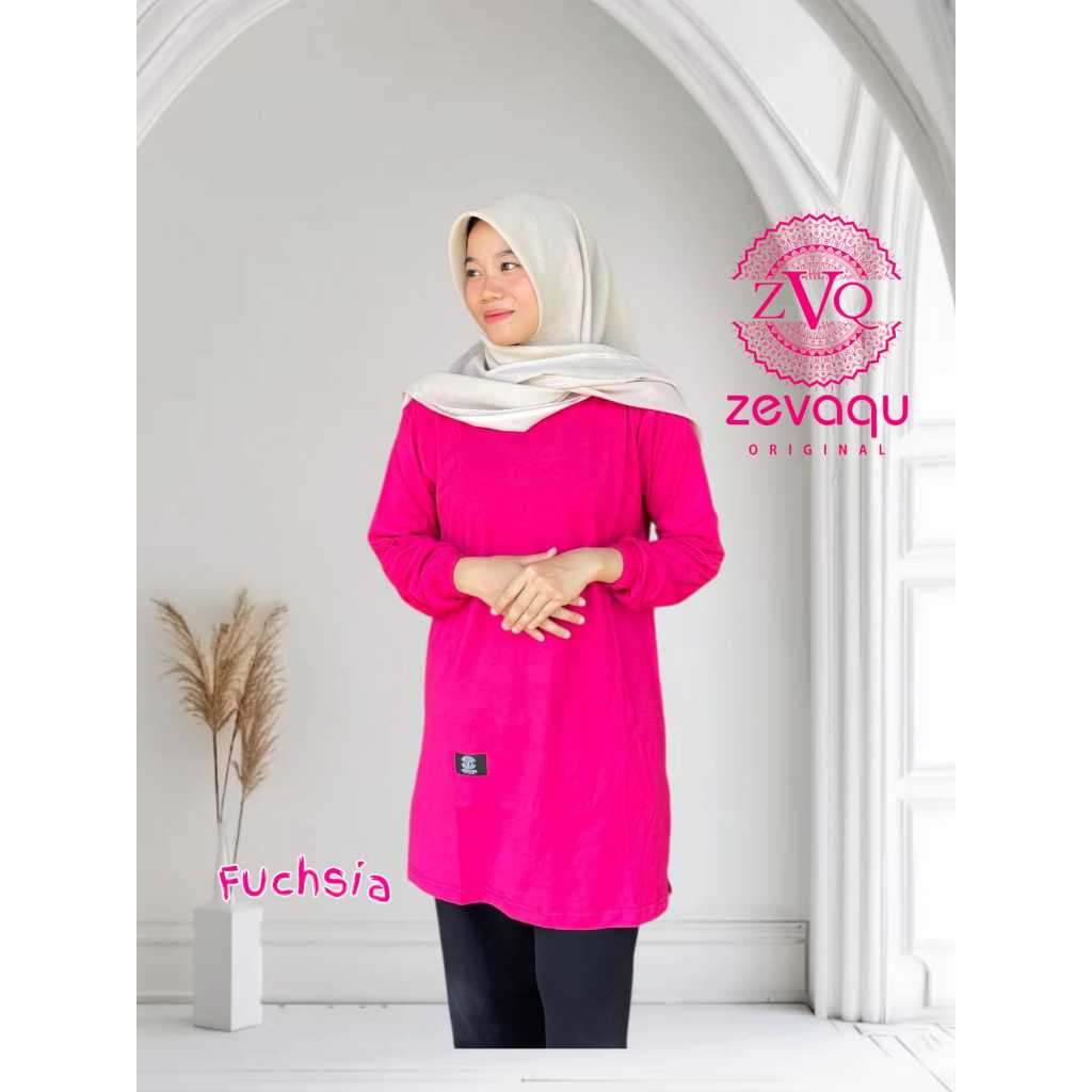 kaos tunik wanita atasan lengan panjang jumbo LD 130 bahan katun combed 24 seragam olahraga