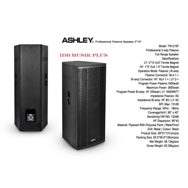 Speaker Pasif 2x15" Ashley TW215P TW 215P Original