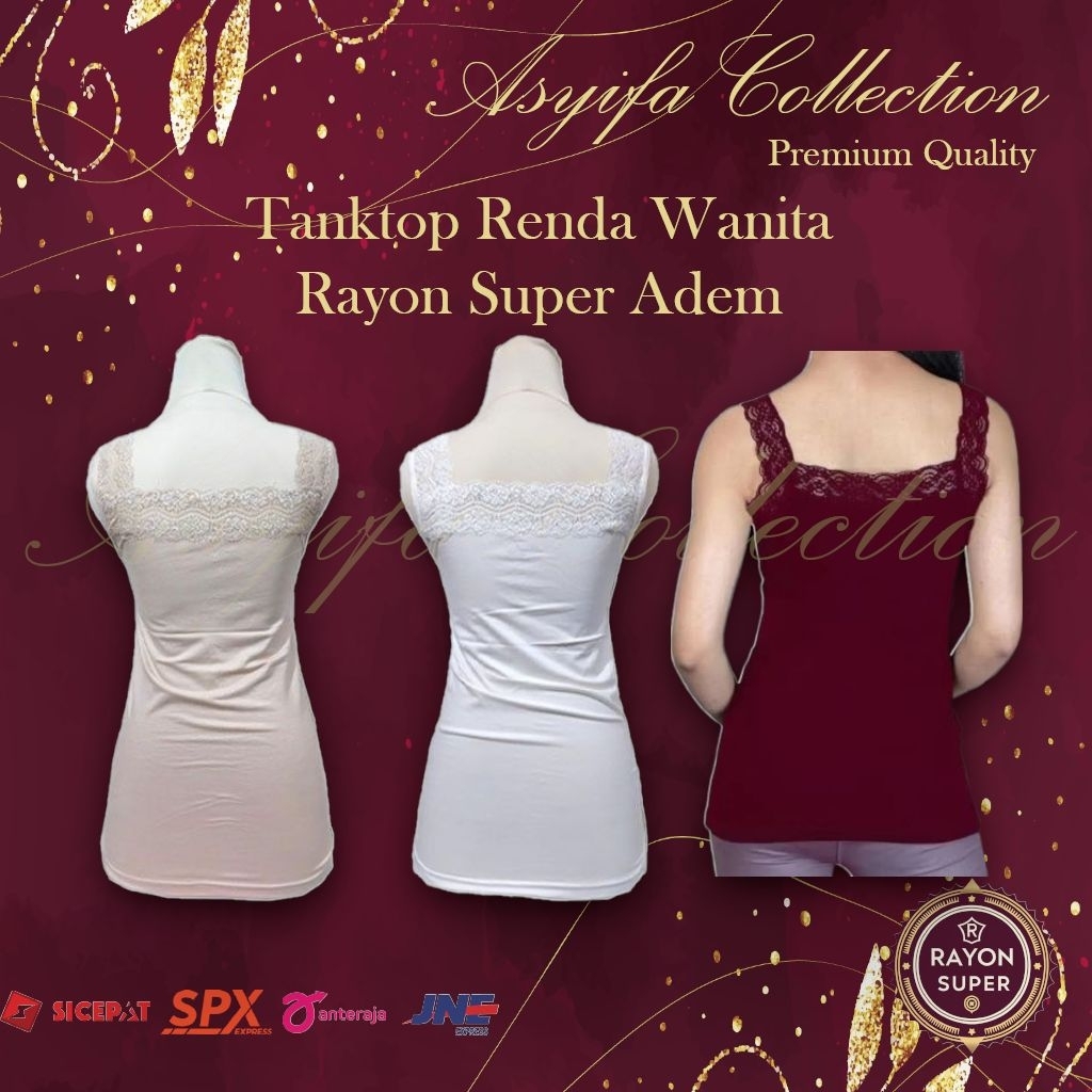 Tanktop Renda Wanita Rayon Super Adem Premium | Dalaman Atasan Cewek Kekinian Tank Top Import