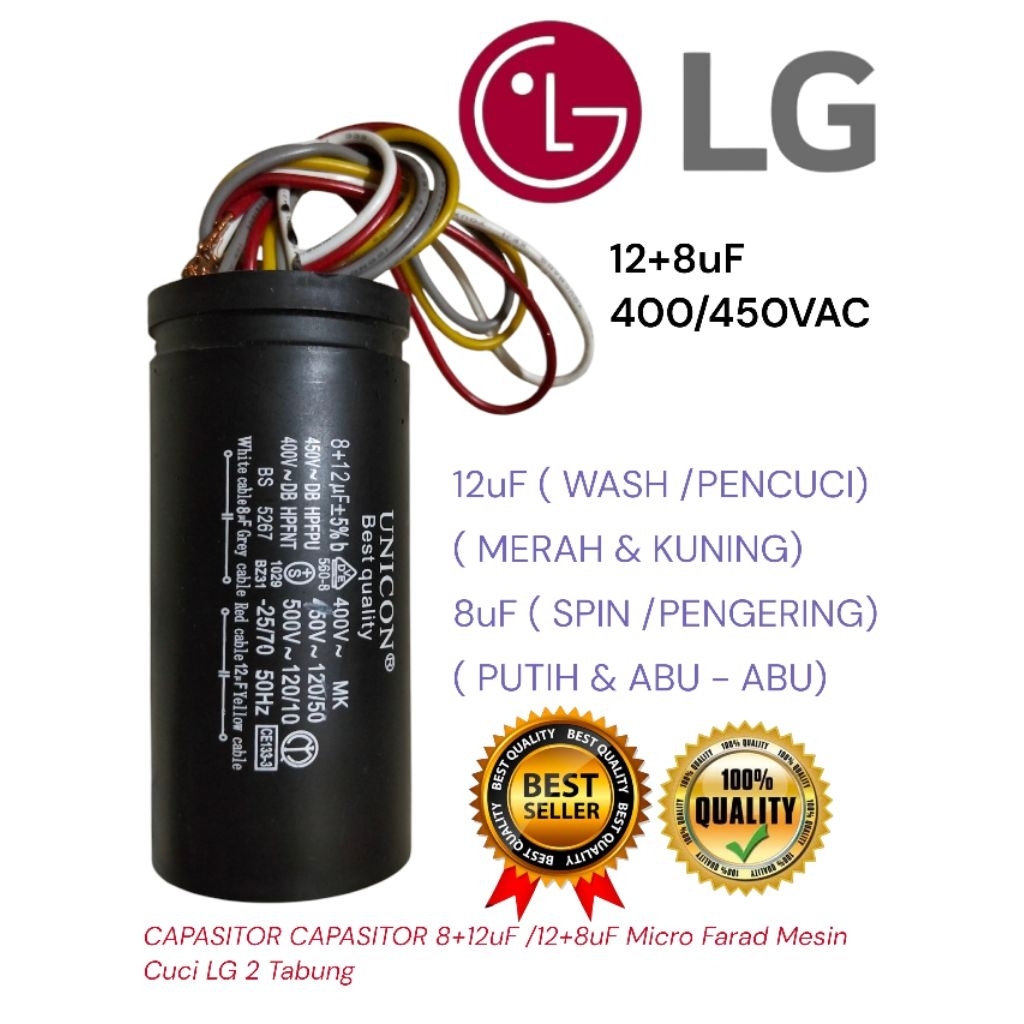 kapasitor mesin cuci LG 2 tabung 12kg 14kg 16kg