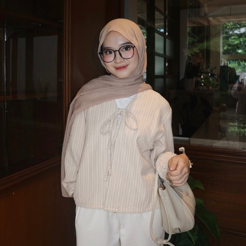 Hosofshopaholic - LENARA OUTER - Outer Wanita - Outer Tweed Stripe