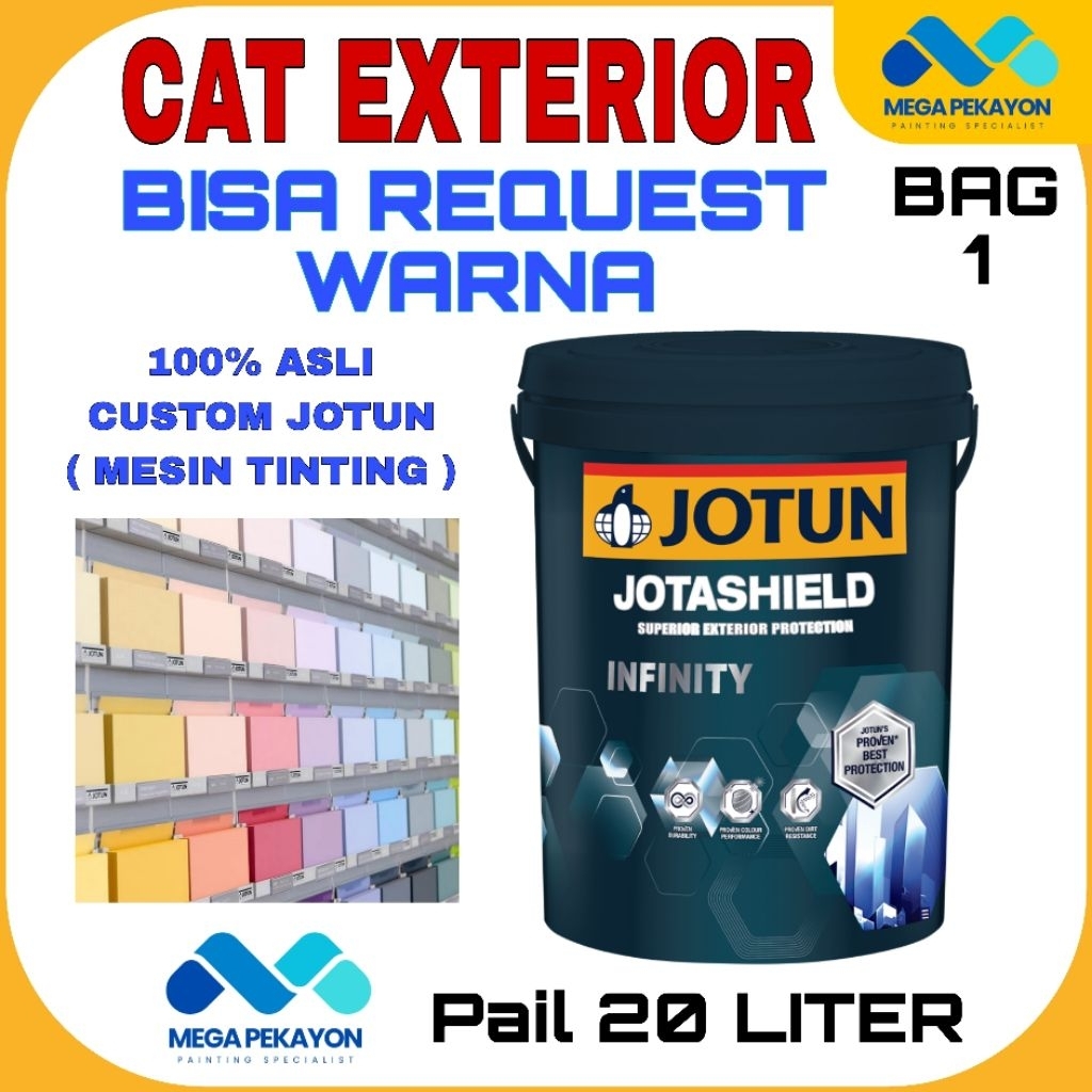 CAT EXTERIOR JOTUN JOTASHIELD INFINITY 20 LITER (CUSTOM TINTING) BISA REQUEST WARNA CAT TEMBOK DINDI