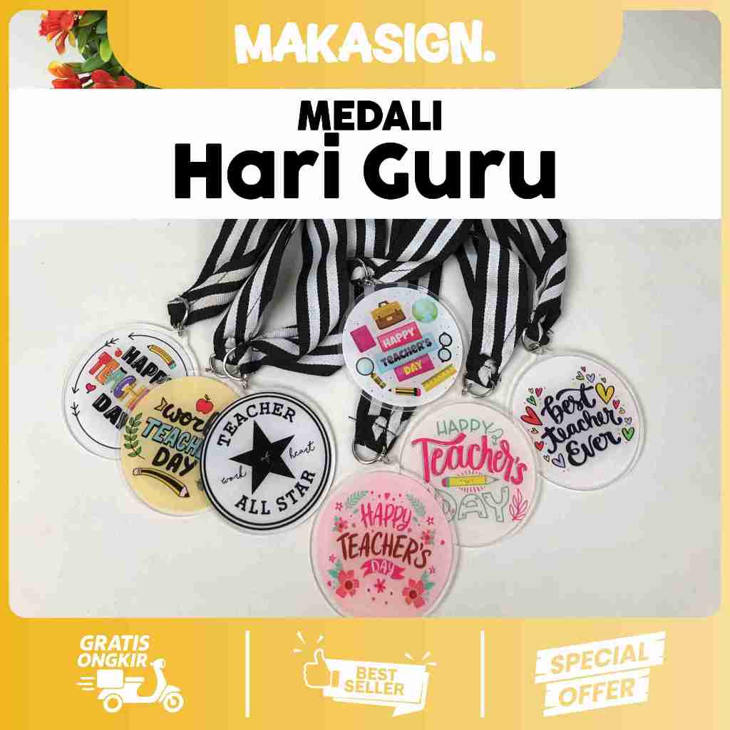 KADO MEDALI HADIAH HARI GURU - medali hari guru free box-medali akrilik