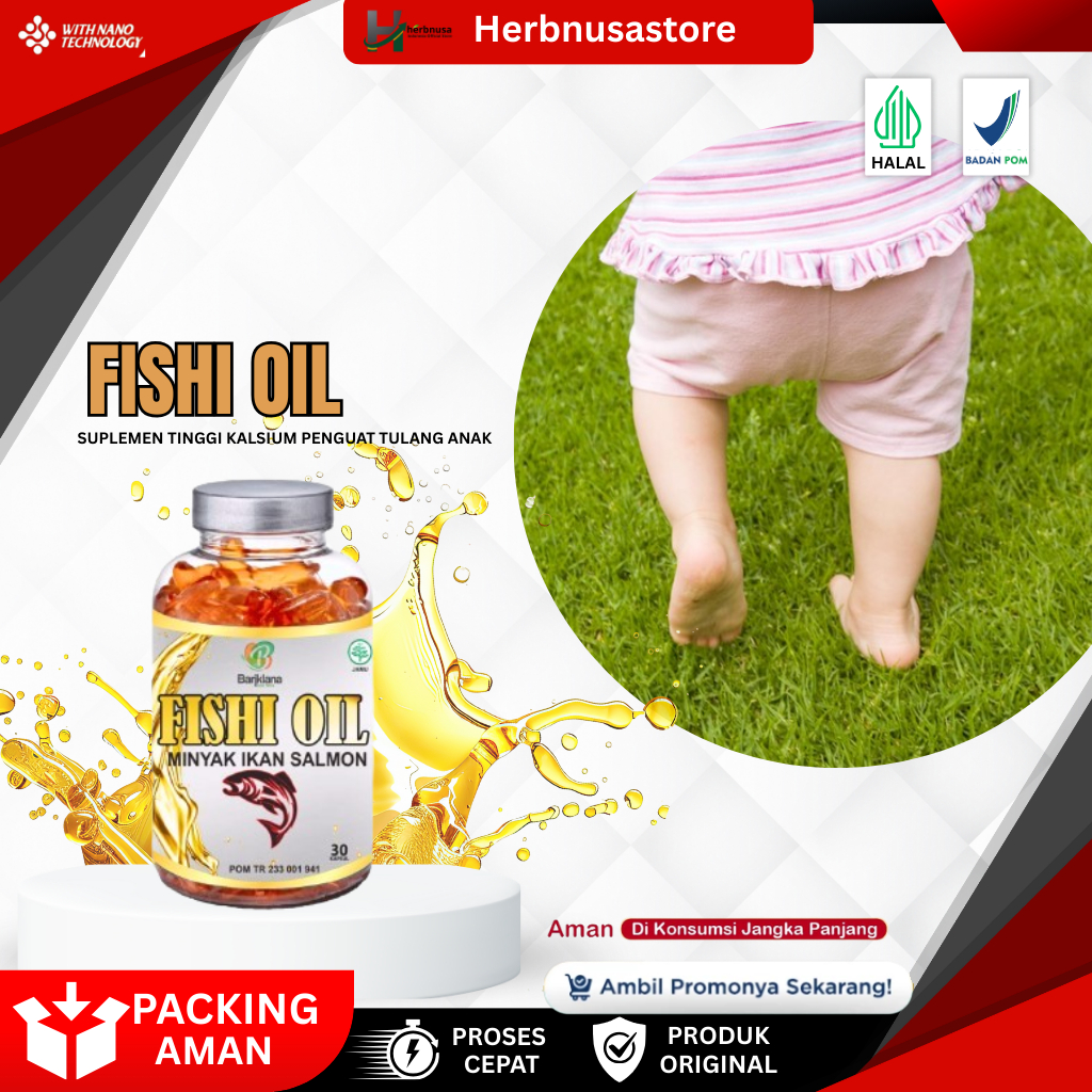 FISHI OIL - Vitamin Tulang Anak, Kalsium Tulang Dan Otot, Suplemen Kalsium Baik Untuk Tulang, Pengua