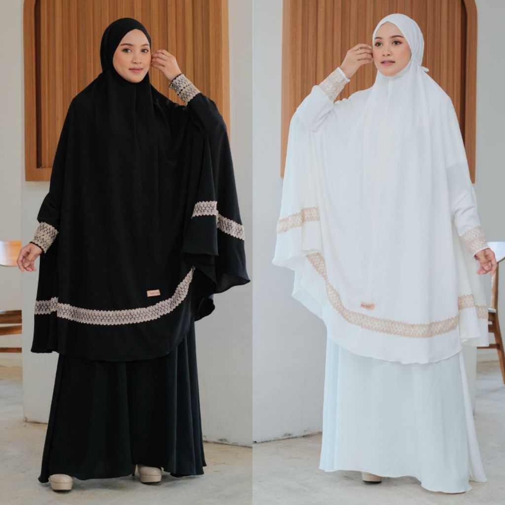 Set Gamis Putih Syari Abaya Umroh Jilbab Set
