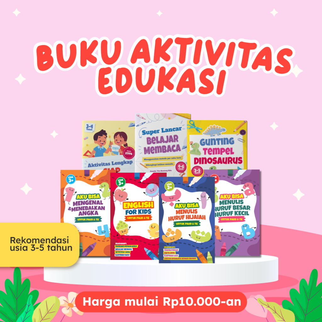 Buku Aktivitas Edukasi - Anak Usia 3-5 Tahun - Gunting Tempel Membaca Menulis Berhitung Hewan Mizan