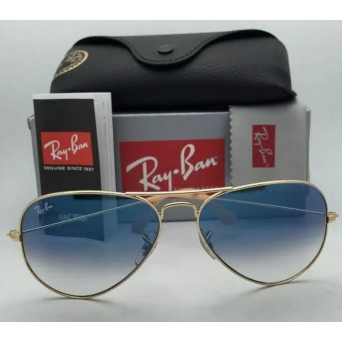 Kacamata Rayban Sunglasses RB3025 AVIATOR Gold with Blue Lenses