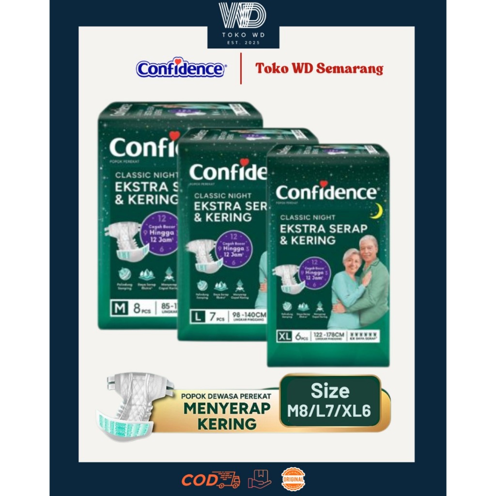 CONFIDENCE CLASSIC NIGHT POPOK DEWASA PEREKAT - UKURAN M8, L7, XL6