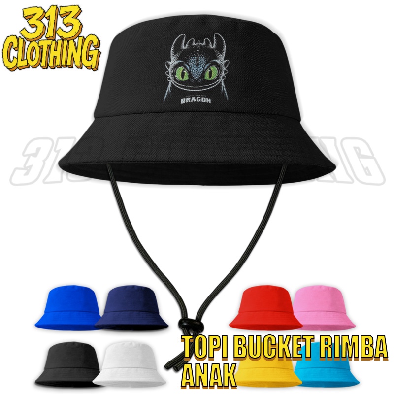 Topi Bucket Hat Anak Toothless Dragon / Topi Anak Toothless Baby Dragon