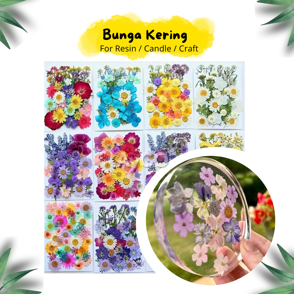 Bunga Kering / Pressed Flowers Dekorasi Kerajinan DIY Resin , Candle , Frame