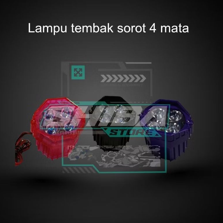 lampu tembak sorot 4 mata warna warni