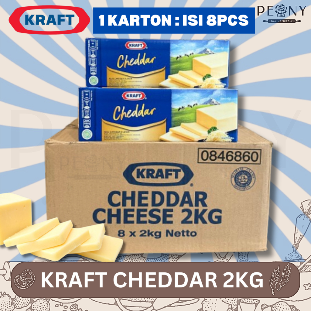 (KARTON ISI 8PCS)KRAFT KEJU CHEDDAR 2KG