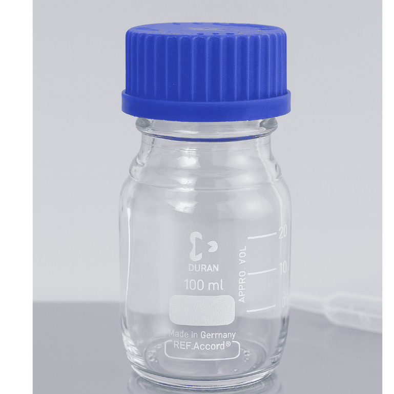 Botol Duran Reagen Kaca 100 ml / Botol Sampel Laboratorium