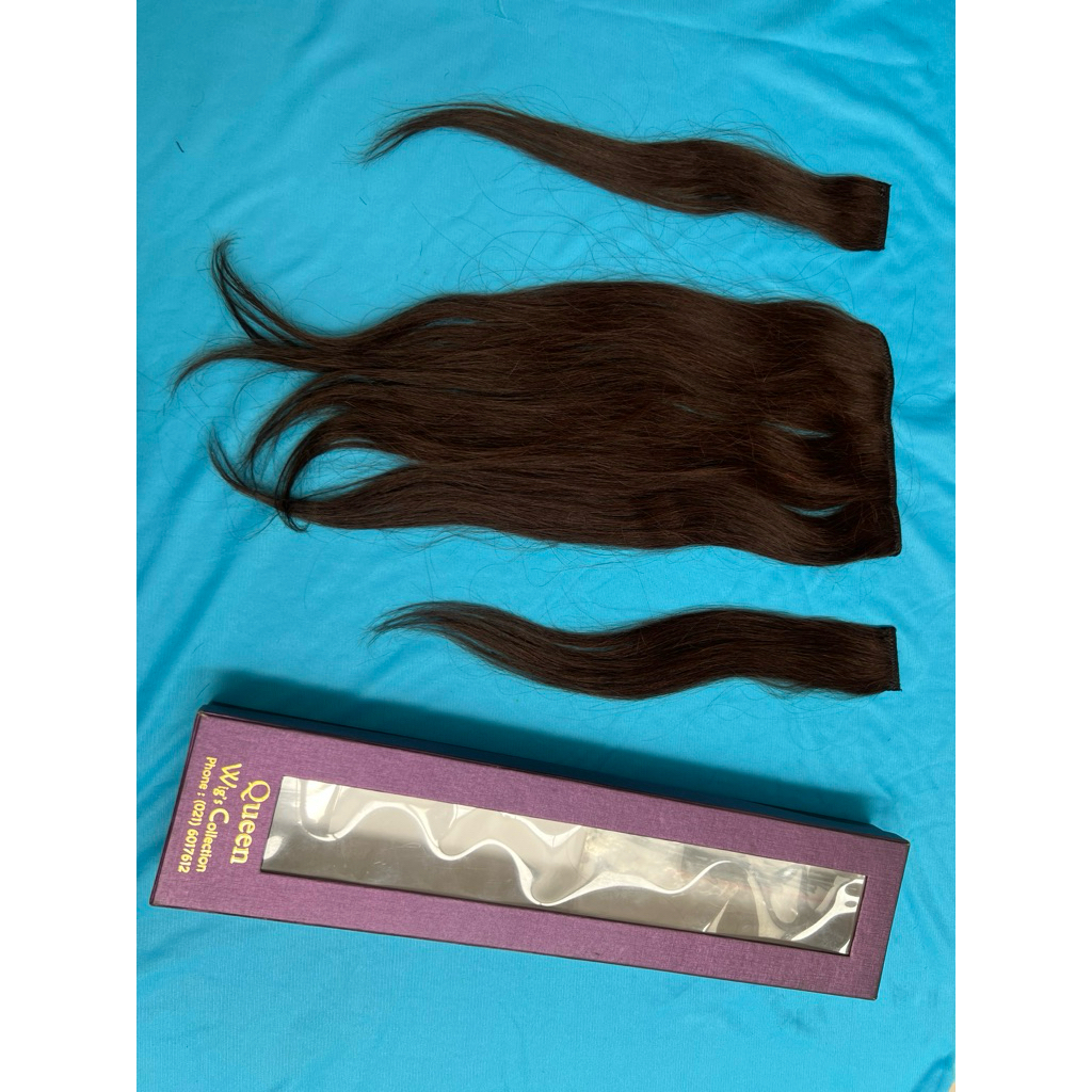 hair clip merk queen wig panjang 40 cm, rambut kualitas halus, bisa dicuci dan catok