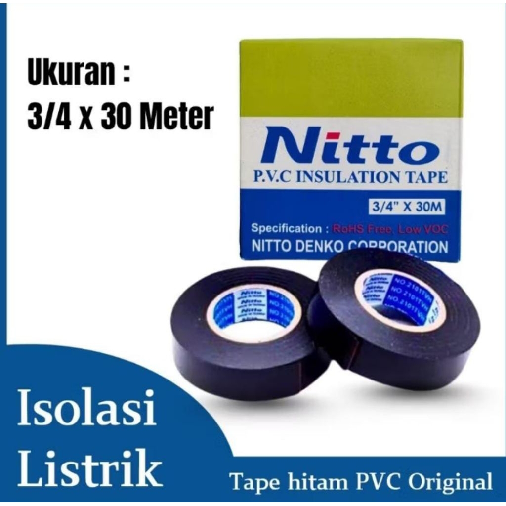 Solasi Kabel Listrik Nitto 3/4" x 30 m | Isolasi Listrik Nitto | Solasi Nitto