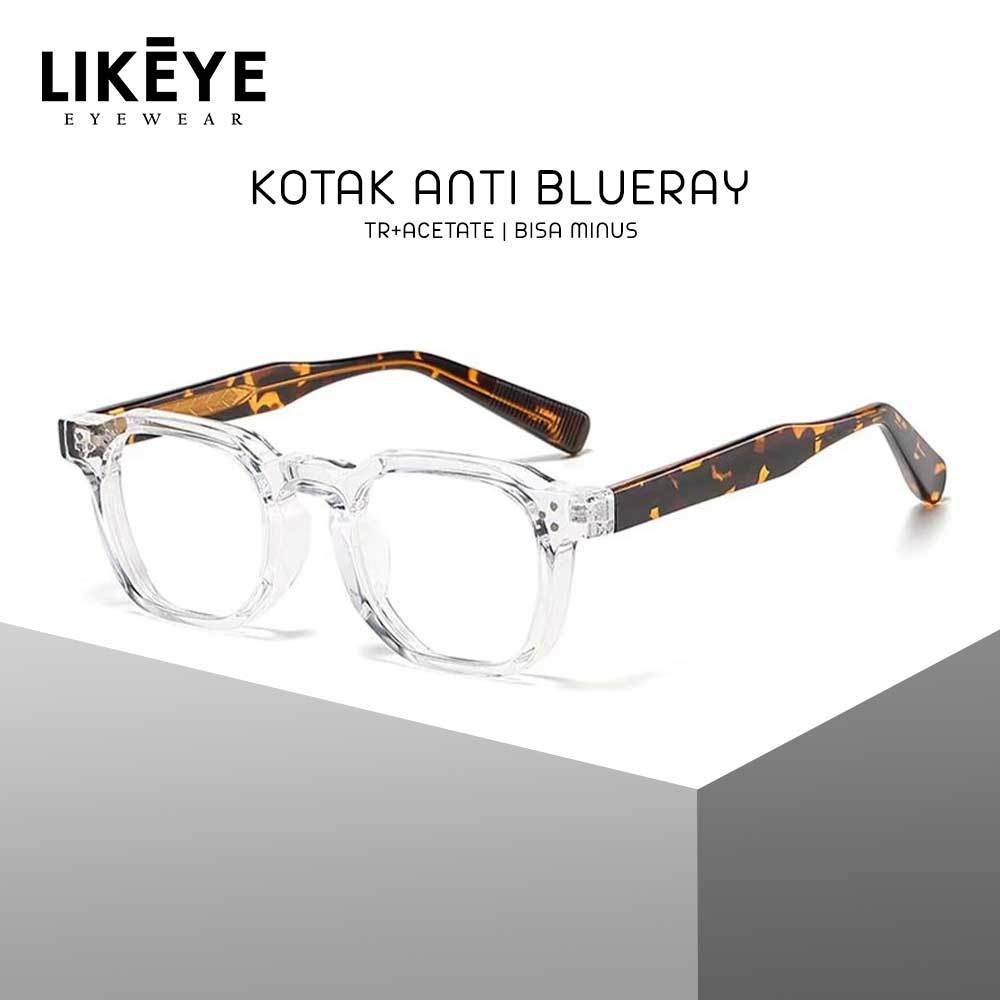 LIKEYE Kacamata Anti Blueray Model Kotak Bold TR90 Kokoh Bisa Minus Photocromic Retro Stylish Unisex
