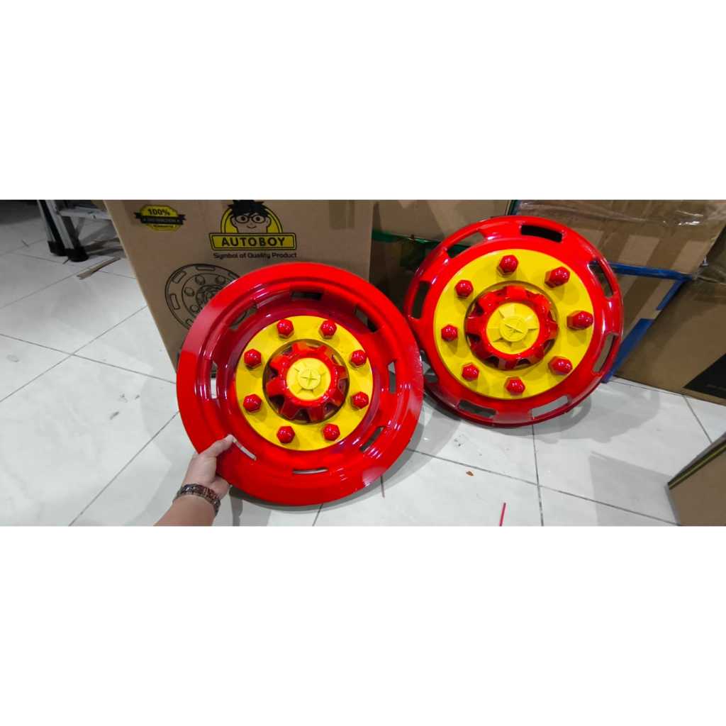 cover dop velg mobil trunk merah/kuning ring 16
