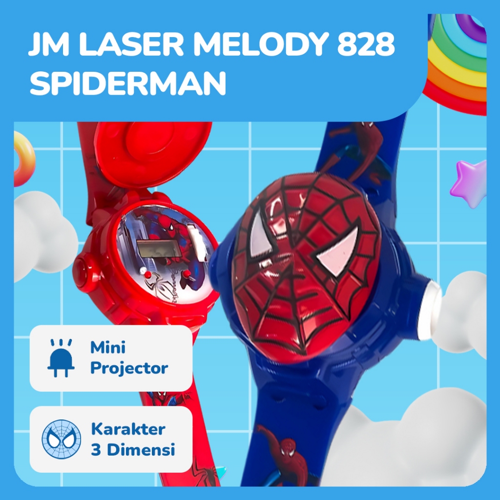 Jam Tangan Laser Spiderman - Jam Tangan Anak Spiderman – Laser & Lampu Nyala Keren - Mainan Jam Tang