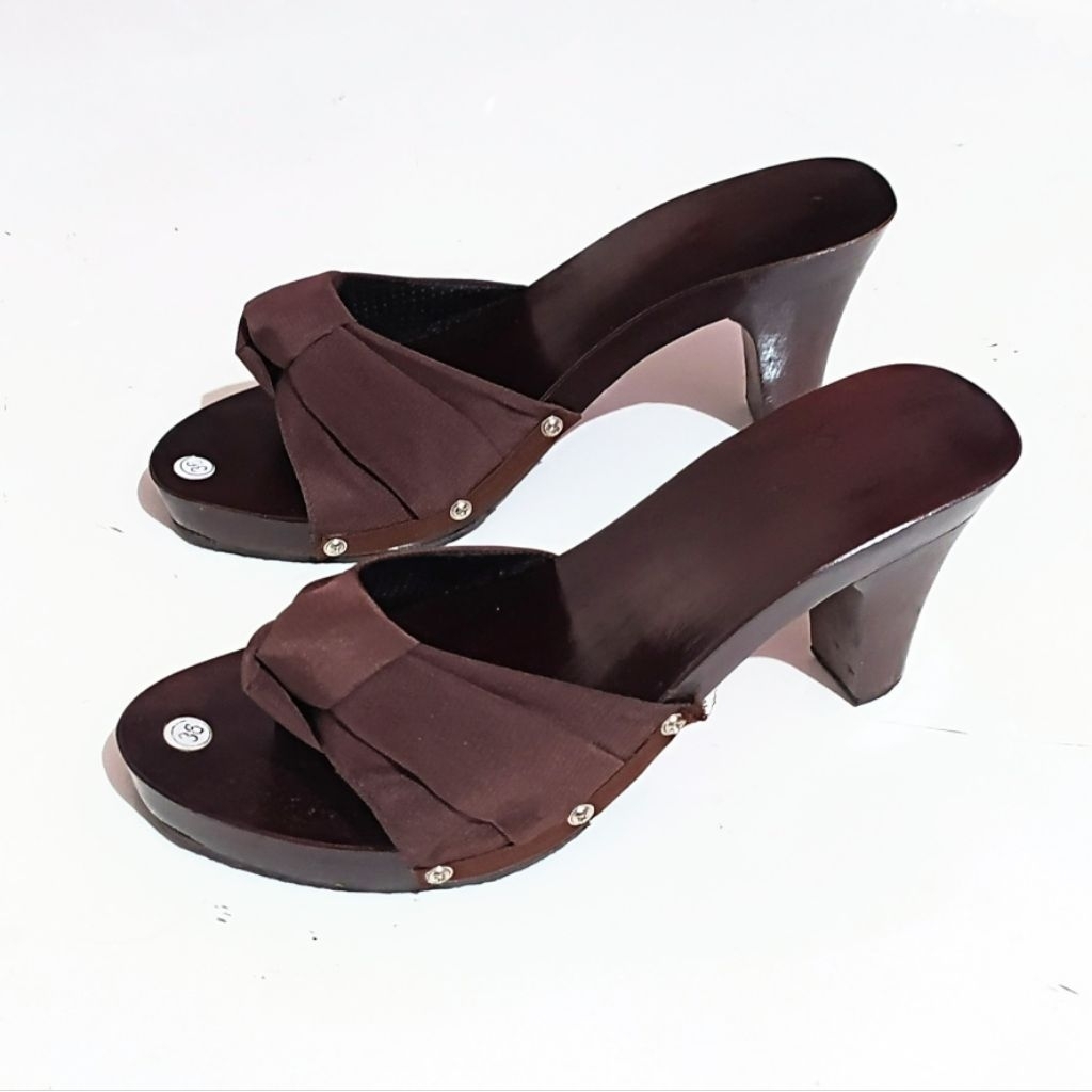 kelom geulis heels 7cm/sandal heels wanita/sandal kayu wanita