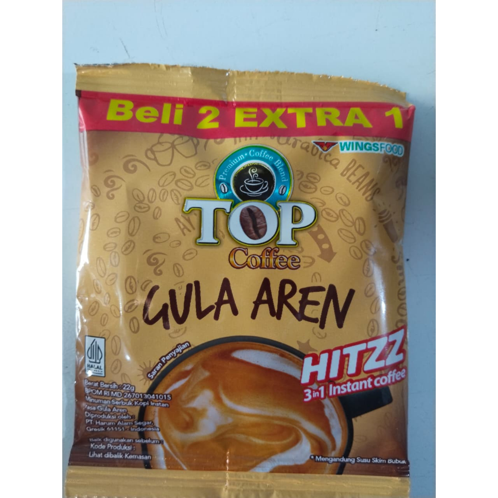 Top Kopi gula aren sachet 1 renceng (isi 15 pcs) - kopi sachet rasa gula aren Top Kopi