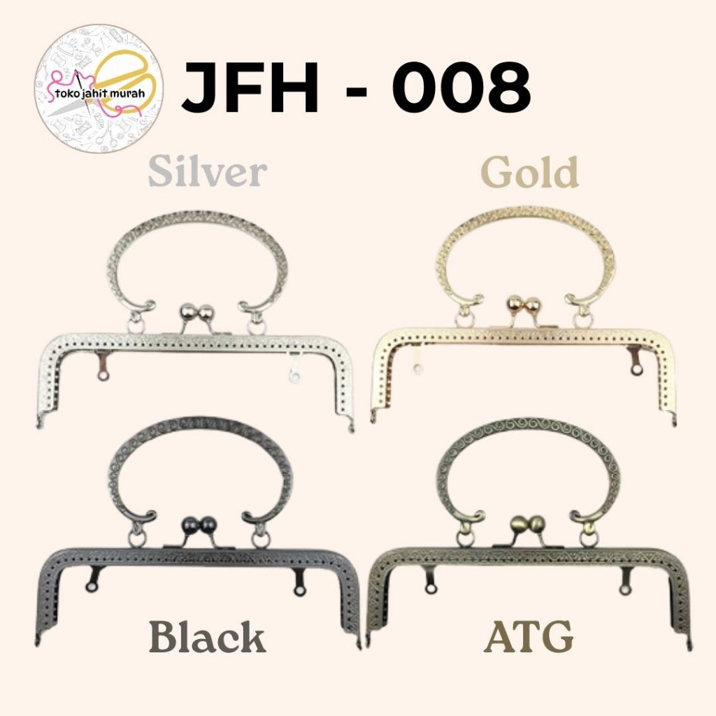 JFH - 008 Frame Behel Tas 20cm + Handle / Frame Behel Tas Rajut / Frame Gagang Behel Tas / Behel Tas