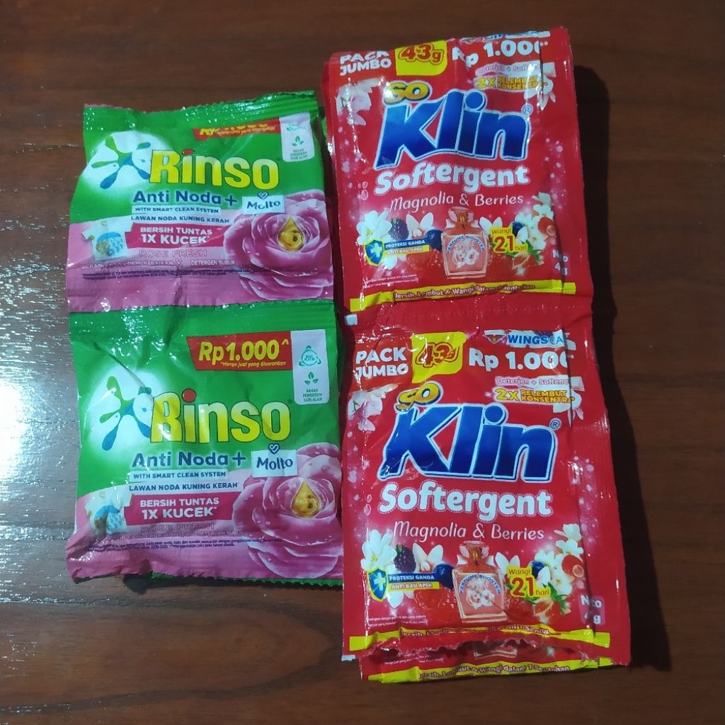 Detergen Bubuk Sabun Cuci Rinso Soklin So Klin Softergent Renceng