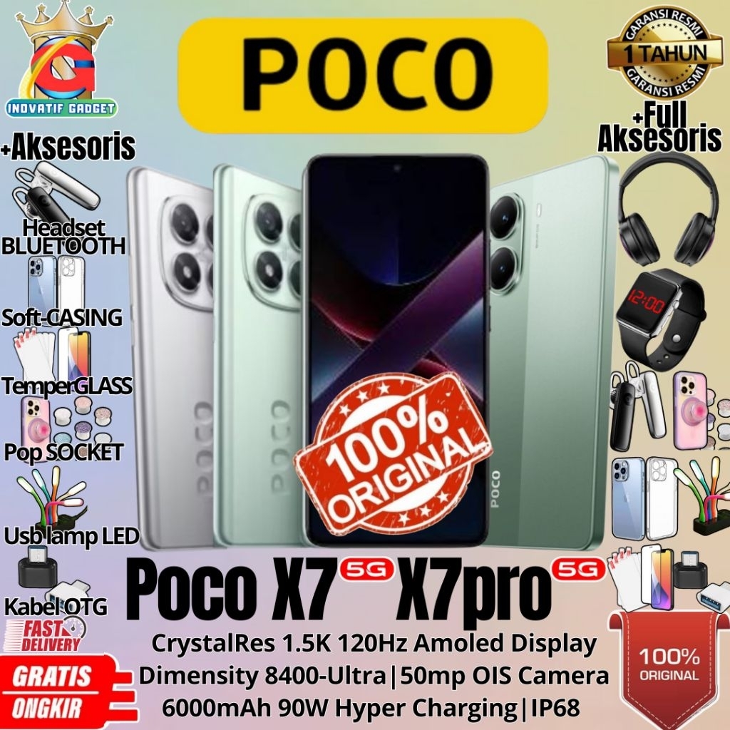 HP BARU POCO X7 5G | POCO X7 PRO 5G 12/512GB & 8/256GB Ram Upto 24GB GARANSI RESMI 100% ORIGINAL