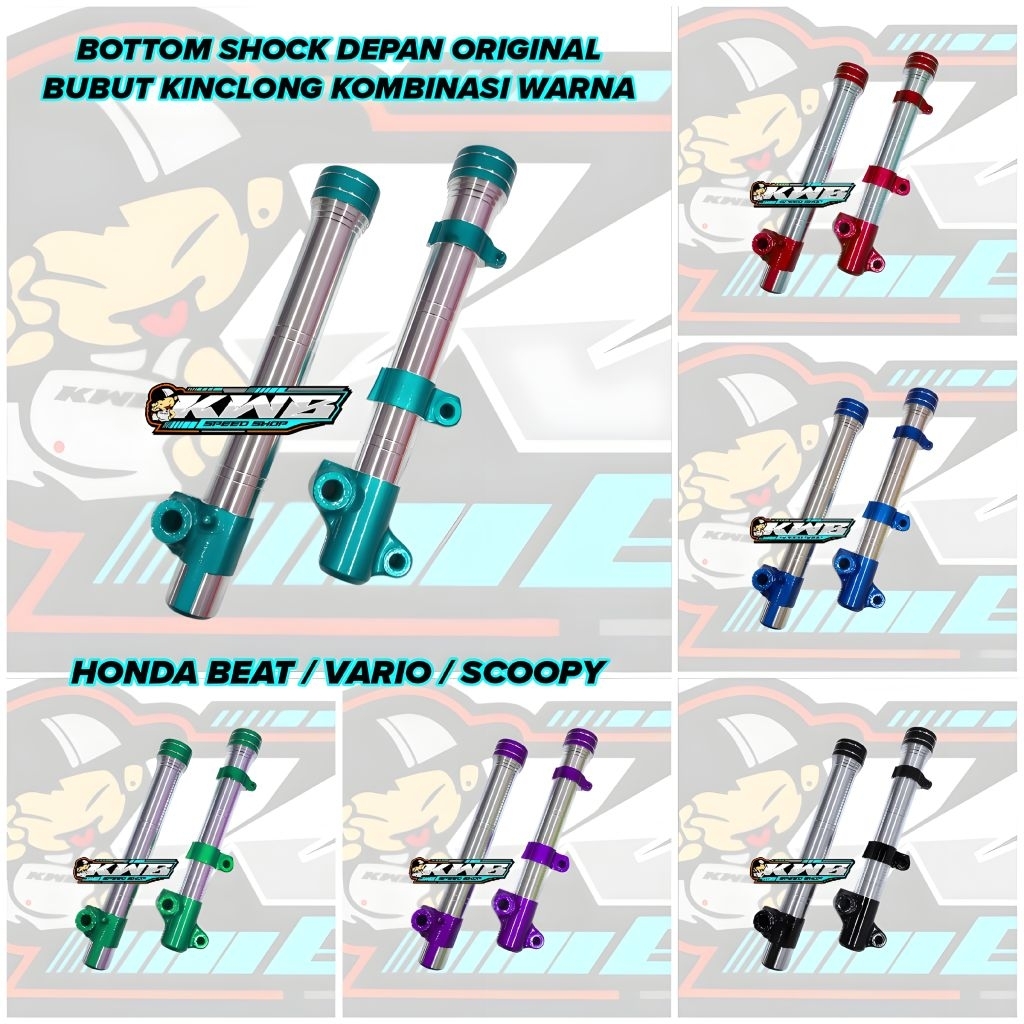 Bottom shock depan honda beat / vario / scoopy bahan original custom bubut mengkilap kinclong motif 